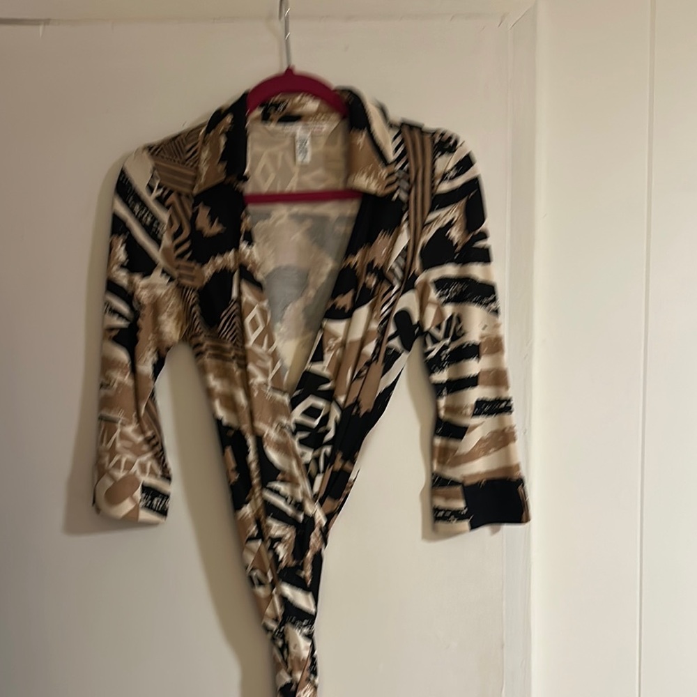 DVF Blk/brwn Wrap Dress. AI miss labeled as cardigan,but it is dress. 3/4 sleeve
